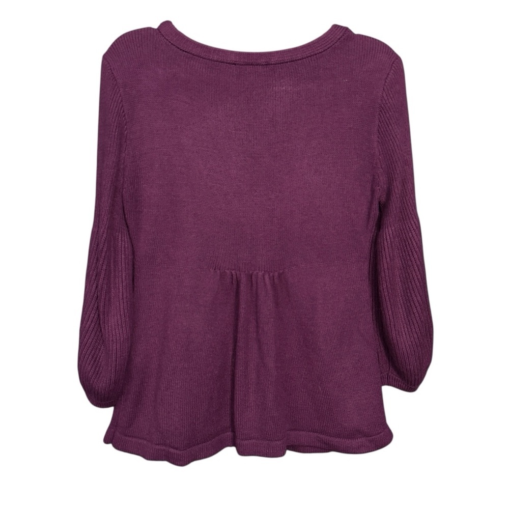 H&M Purple V-Neck Button Front Knit Cardigan 3/4 Sleeve Small - Picture 2 of 7
